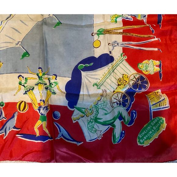 Vintage Rare Ringling Bros. Barnum & Bailey Pure Silk Linbro Scarf 28in x 28in - Picture 7 of 10